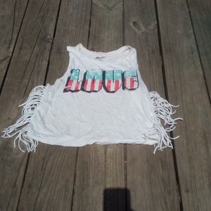 White LOVE crop top